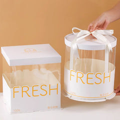 Transparent cake box packaging box square packaging box waist seal round double layer heightened