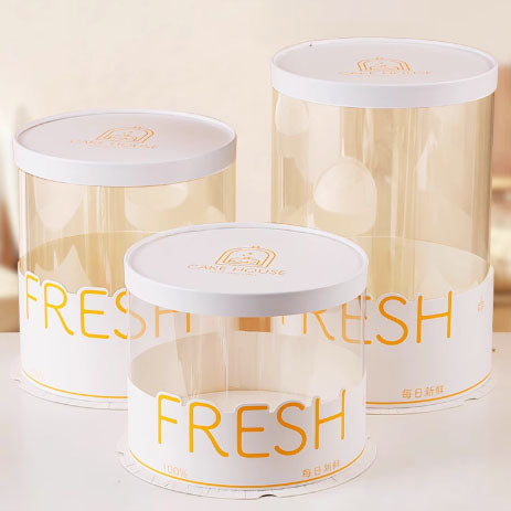 Transparent cake box packaging box square packaging box waist seal round double layer heightened