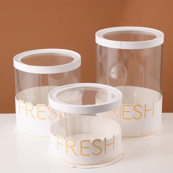 Transparent cake box packaging box square packaging box waist seal round double layer heightened