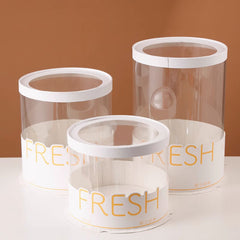 Transparent cake box packaging box square packaging box waist seal round double layer heightened